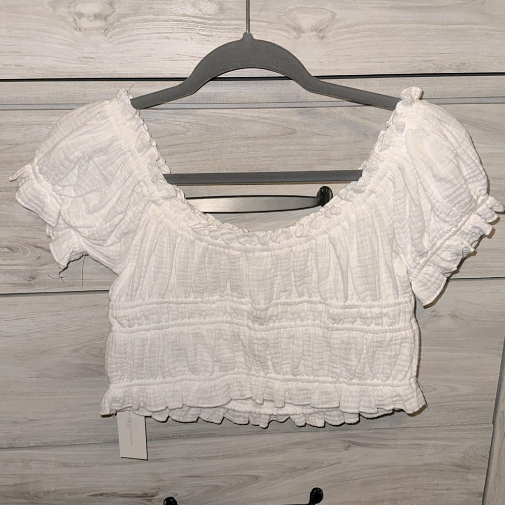 White Ruffle Top
